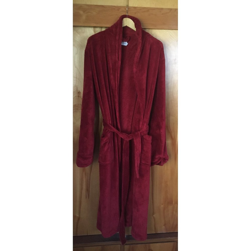 Restoration Hardware Luxury Plush Bathrobe, Red, Size Large